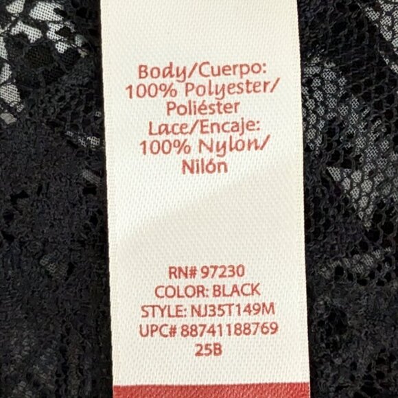 NO BOUNDARIES Black/White Chiffon, Aztec Print Open Tunic w Black Lace; Size XXL - Picture 5 of 6